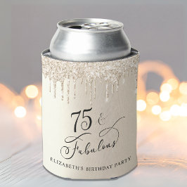 Porta-lata Elegante Dourada Glitter 75ª Festa de aniversário