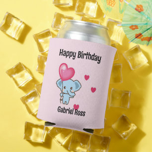 Porta-lata Elegante elefante rosa aniversário