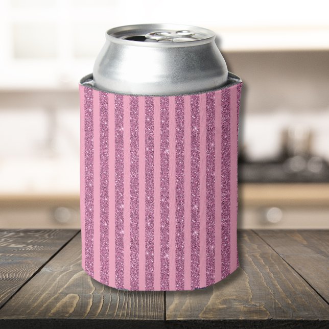 Porta-lata Elegante Faixa Vertical Rosa com Brilho (Criador carregado)
