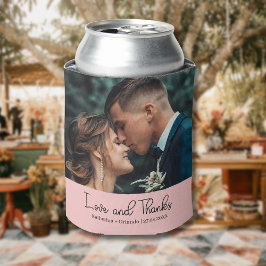 Porta-lata Elegante Foto de Casamento Rosa Corado de Amor e G