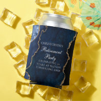 Elegante Marinho Azul Dourado Agate Retirement Par