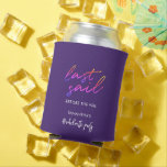 Porta-lata Elegante moderno da festa de solteira<br><div class="desc">O tipo roxo do script de festa de solteira pode resfriar que você pode personalizar facilmente para sua ocasião especial.</div>