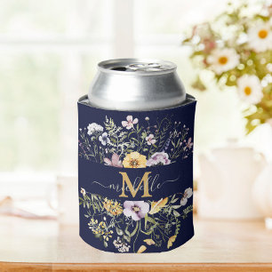 Porta-lata Elegante Monograma Jardim Floral de Flores Silvest
