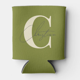 Porta-lata Elegante Monograma Verde Salgueiro Moderno de Mead