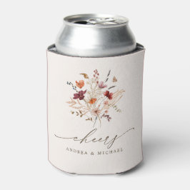 Porta-lata Elegante Outono Aquarela Flores Silvestres Brinde