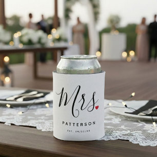 Porta-lata Elegante Sra. Sobrenome Personalizado e Data de Ca