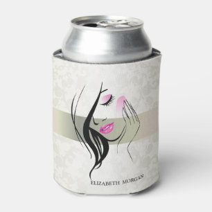 Porta-lata Elegante Vintage,Chique,Silhueta de Menina em Rend