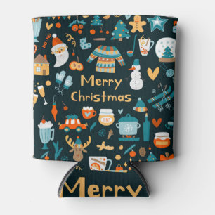 Porta-lata Elementos de Natal e Ano Novo desenhados à mão.