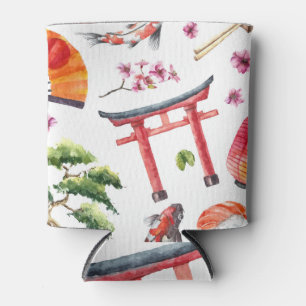 Porta-lata Elementos Japoneses Textura Sem Costura
