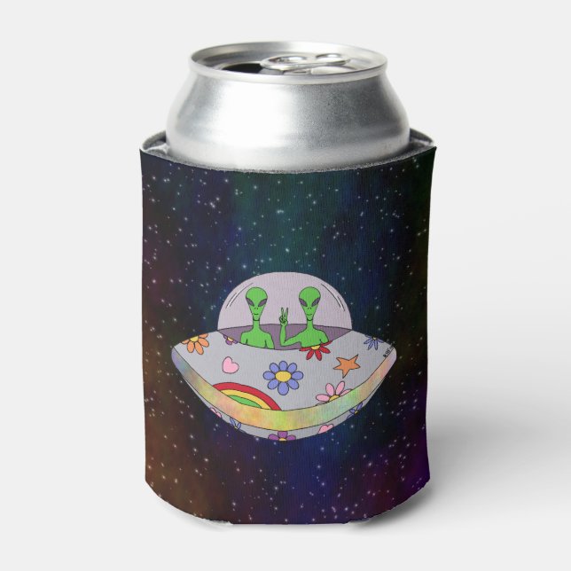 Porta-lata Eles vêm em Peace UFO (Can Front)
