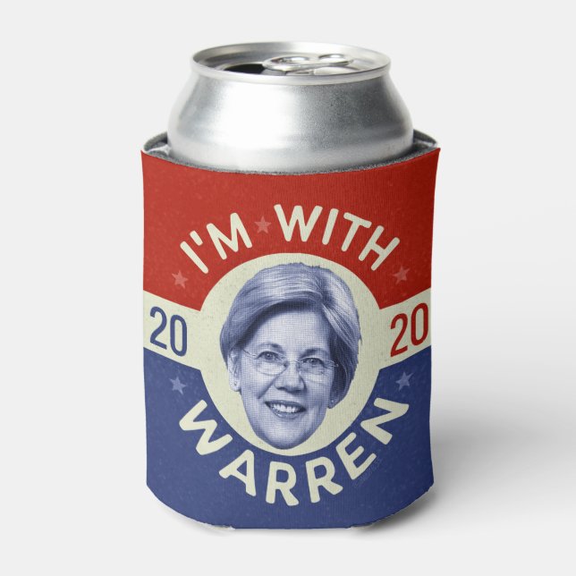 Porta-lata Elizabeth Warren Presidente 2020 Democrat Pic Retr (Can Front)