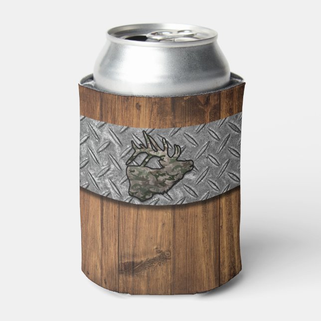 Porta-lata Elk Hunter Image Add Custom Name Can Cooler (Can Front)