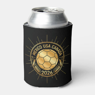 Porta-lata Emblema de Futebol Dourado 2026   México EUA Canad