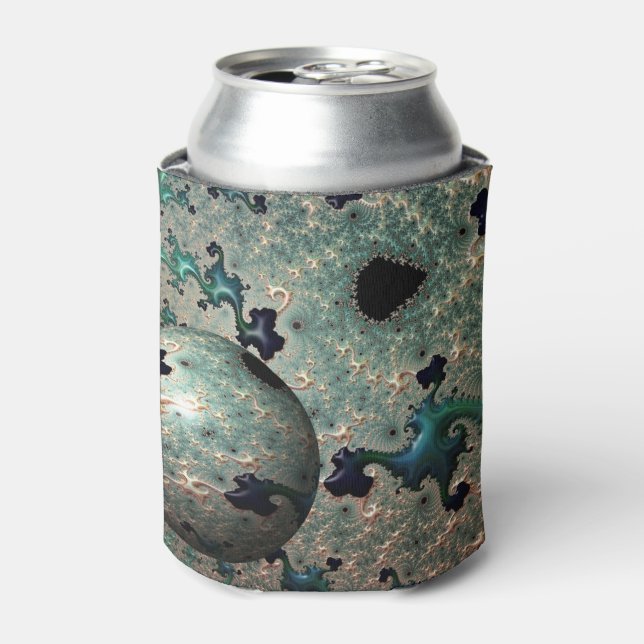 Porta-lata Emerald e Dourado Mandelbrot com Esfera (Can Front)