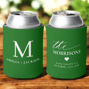 Porta-lata Emerald Green Wedding Favorece Monograma Nome Cora