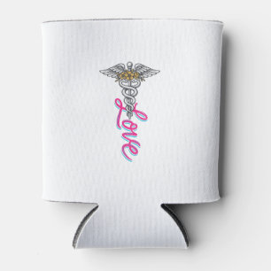 Porta-lata Enfermeira Amor Caduceu Floral Médico Design Verti