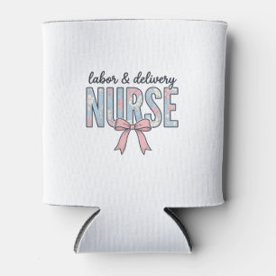 Porta-lata Enfermeira de Trabalho e Parto Laço Floral Camisa