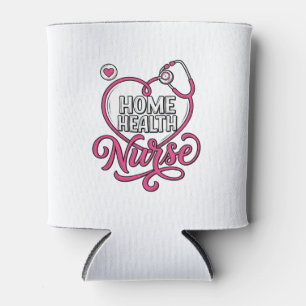 Porta-lata Enfermeira Domiciliar Camisa com Estetoscópio Rosa