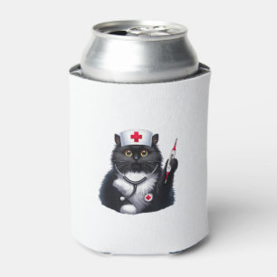 Porta-lata Enfermeira Gato Bonita. Enfermeiro Especial de Gat