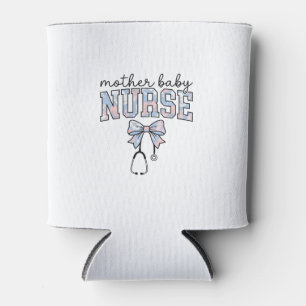 Porta-lata Enfermeira Mãe Bebê Camisa com Laço Floral Design_