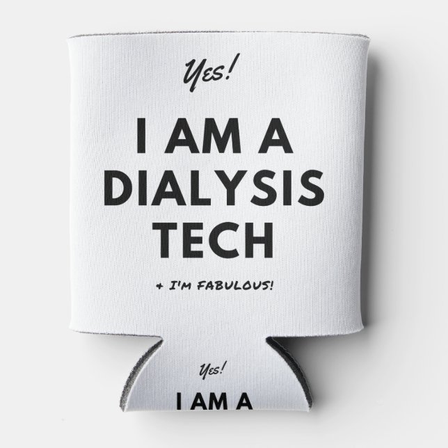 Porta-lata Enfermeira técnica de diálise engraçada Preta e Br (Frente)