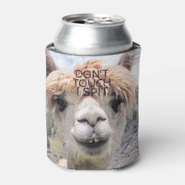 Porta-lata Engraçado Alpaca Llama Não toques eu cuspo (Can Front)