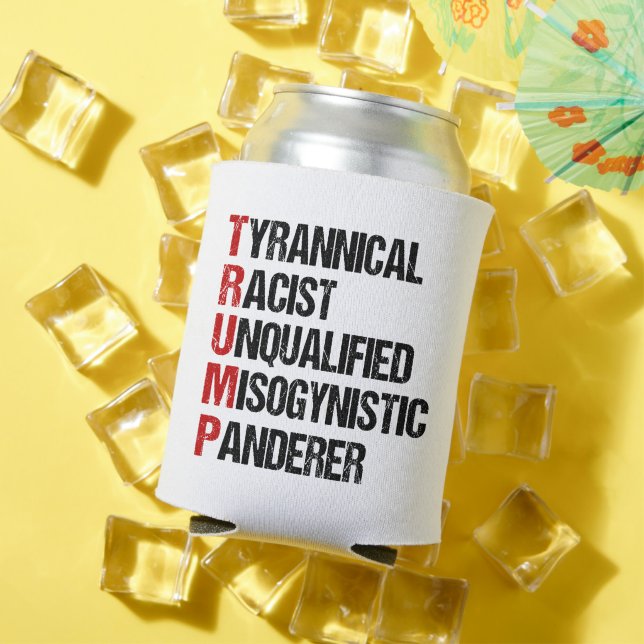 Porta-lata Engraçado Anti-Trump Acrostica Eleição Política (Verão in situ)