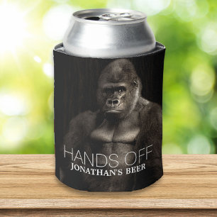 Porta-lata Engraçado Gorilla Legal "Mãos fora" seu nome Beer