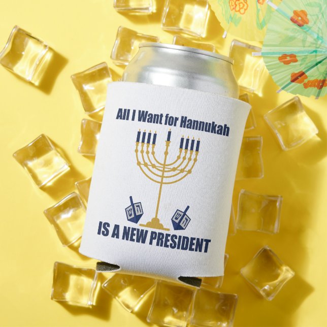 Porta-lata Engraçado Judeu Anti-Trump Político Hanukkah (Verão in situ)