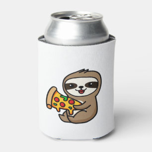 Porta-lata Engraçado Kawaii Chibi Sloth com Pizza � Bonita Ca