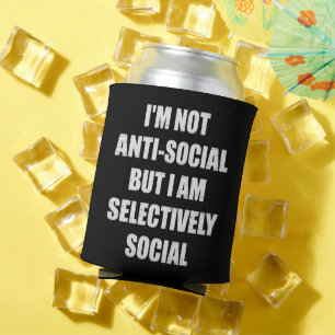 Porta-lata Engraçado Não Sou Antissocial Mas Sou Seletivament