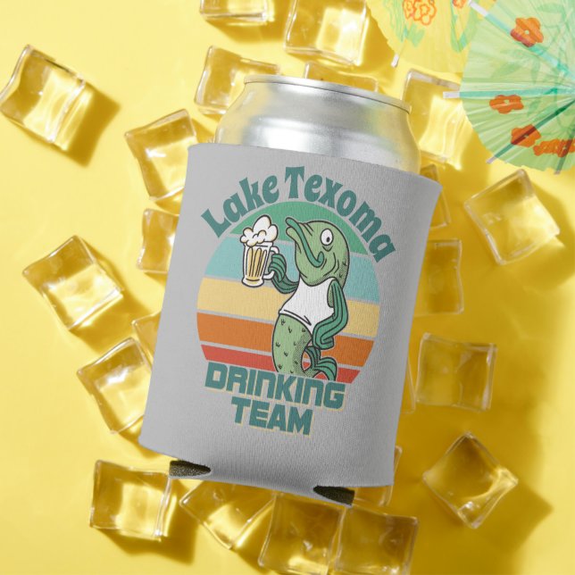 Porta-lata Equipe de Bebendo Lake Texoma Personalizada Para Q (Verão in situ)