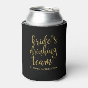 Porta-lata Equipe de Bebidas da Noiva Glitter Dourado Despedi