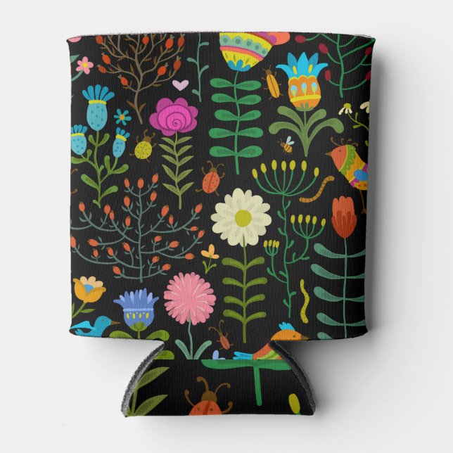 Porta-lata Esboço floral, padrão artístico perfeito. (Frente)