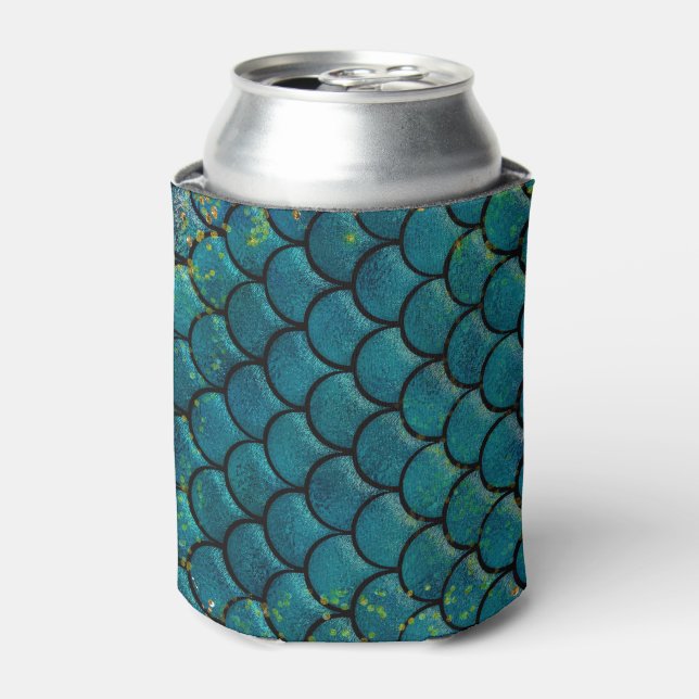 Porta-lata Escamas de Peixe Sereia Glam Teal Roxo Dourado Bri (Can Front)