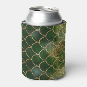 Porta-lata Escamas de Peixe Sereia Verde e Dourado com Brilho