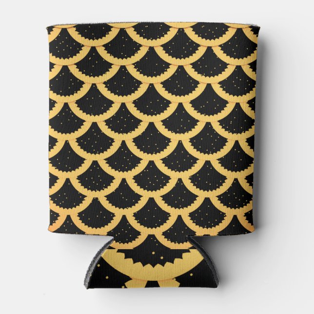 Porta-lata escamas de peixes ouros, fundo 3D marinho. (Frente)