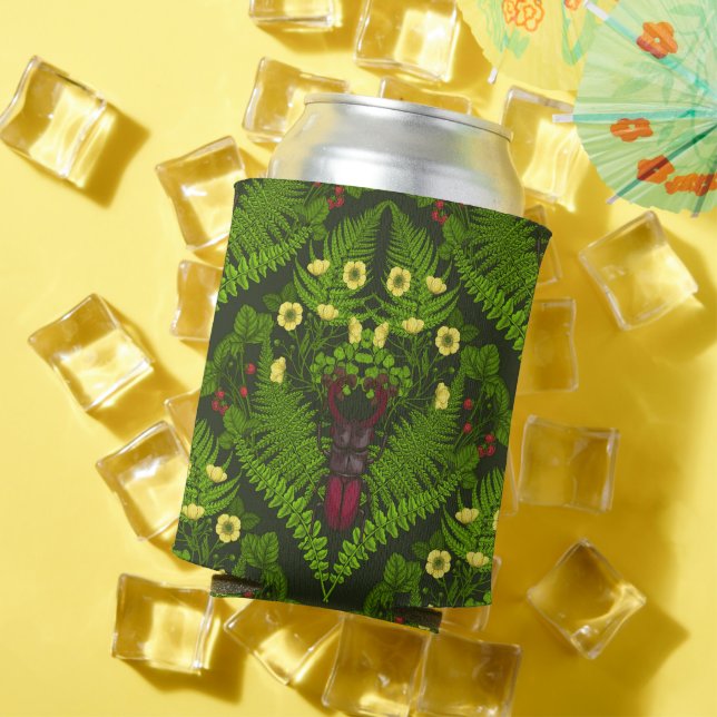 Porta-lata Escaravelho e samambaias, folhas verdes (Verão in situ)