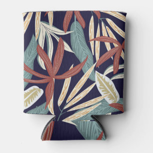 Porta-lata Escuro tropical: Impressão de planta criativa