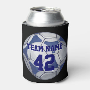 Porta-lata Esfera de Futebol Azul e Branco Nome e Número