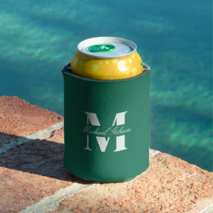 Porta-lata Esmeralda Verde Casamento de Monograma Personali