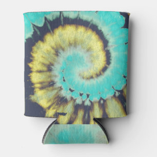 Porta-lata Espiral Teal: Textura Grunge Hippie.