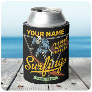 Porta-lata Esqueleto de surfe personalizado anda nas ondas Su