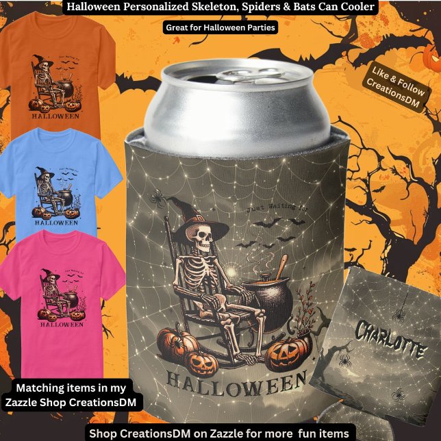 Porta-lata Esqueleto Personalizado Do Halloween, Aranhas E Ba (Criador carregado)