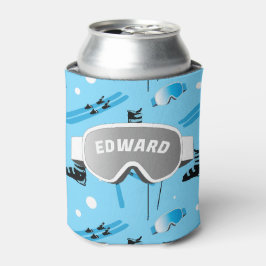 Porta-lata Esquiador Tema de Esqui Personalizado Azul Apres S