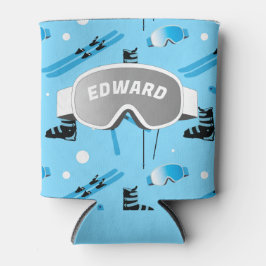 Porta-lata Esquiador Tema de Esqui Personalizado Azul Apres S