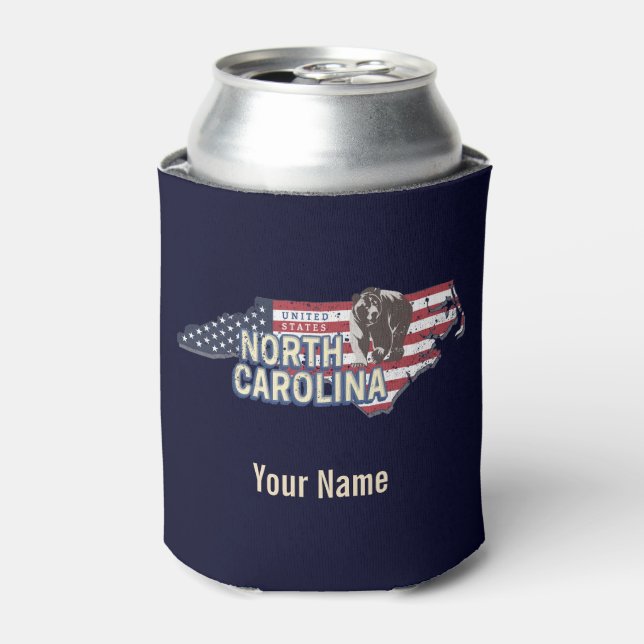 Porta-lata Estado da Carolina do Norte Estados Unidos Mapa US (Can Front)