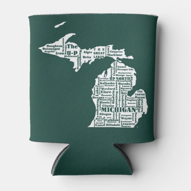Porta-lata Estado Verde das Cidades de Michigan (Frente)