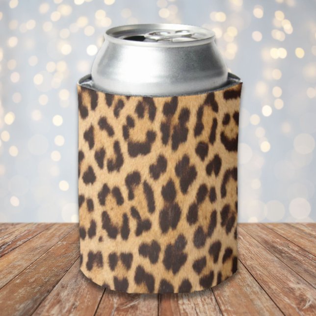 Porta-lata estampa de leopardo selvagem chic feminina trendy (trendy girly chic wild safari leopard print can cooler)
