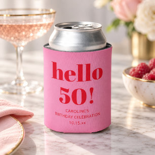 Porta-lata Estética Moderna Ousada Rosa e Vermelho 50º Aniver